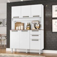 Imagem de Armário para Cozinha 6 Portas 2 Gavetas 120 Cm Branco