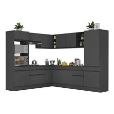 Imagem de Armário de Cozinha Completa de Canto com Rodapé Veneza Multimóveis V2081 Preto