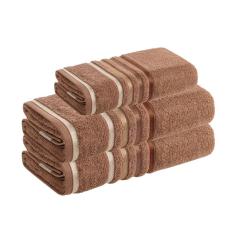 Imagem de Jogo Toalhas de Banho 3 peças Lumina Unika Karsten Marrom Sienna Fio Penteado