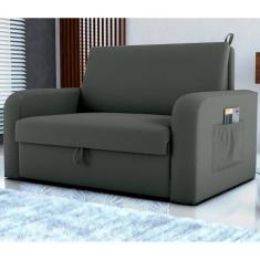 Imagem de Sofá Cama Com Baú 2 Lugares John Veludo Maserati Cinza