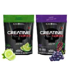 Imagem de Kit 2 Creatina Turbo 300g Sachê Limão + Uva - Black Skull