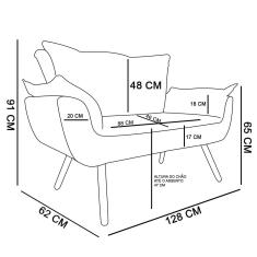 Imagem de Kit Namoradeira 2 Lugares e 2 Poltronas Decorativas Pés Palito Opla Suede Rosê - Ibiza