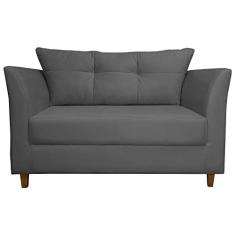 Imagem de Namoradeira Decorativa Isis Pés Trapézio Suede Cinza - DS Estofados