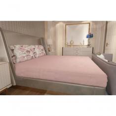 Imagem de Jogo De Lençol Zono Enxovais Cama King 3 Peças Malha 100% Algodão Folhas Rosado