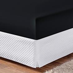 Imagem de Lençol De Baixo Elástico Solteiro 180 Fios Percal Preto