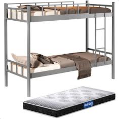 Imagem de Beliche Mônaco Solteiro de Aço Galvanizado Cinza + Colchão D20 Probel 