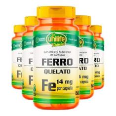 Imagem de Ferro Quelato 500mg Unilife 60 Cápsulas 5un