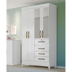 Imagem de Guarda Roupa Solteiro Moval Sobral Branco/ Rosa/ Lilás/ Azul Flex 4 Portas 4 Gavetas c/ Espelho