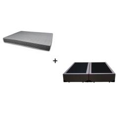 Imagem de Cama Box Bipartido King Sintético Marrom 193 com Colchão Boston Bello Box - 100% Espuma - D33 Cinza