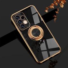 Imagem de Caso de chapeamento para Samsung A72 A52 A42 A32 5G Ring Stand Phone Back Cover para Galaxy S22 Ultra S21 FE S20 Plus Note 20 10, Preto, Para Samsung S22
