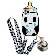 Imagem de SGVAHY Capa de telefone para iPhone 11 linda capa de iPhone com cordão de alça chaveiro Kawaii, capa protetora engraçada de silicone macio à prova de choque para iPhone 11 para mulheres e meninas