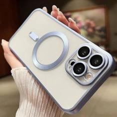 Imagem de Capa magnética para iphone 15 14 13 12 11 pro max plus moda chapeamento fosco fosco casos capa, céu azul, para iphone 14