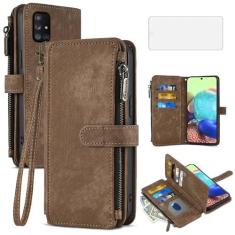 Imagem de Asuwish Capa de telefone para Samsung Galaxy A71 5G capa carteira e protetor de tela de vidro temperado couro flip porta-cartão de crédito suporte cordão alça de pulso acessórios celulares A 71 G5 71A