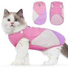 Imagem de Roupas para gatos Sphynx, casaco de lã quente para gatos, casaco de lã de gato, camisas de gato sem pelos, jaqueta fácil de usar com fivela, casaco quente de inverno para gatos sem pelos e cães
