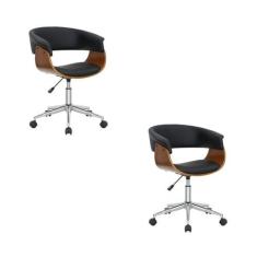 Imagem de Kit 2 Cadeiras Escritório Diretor Giratória Regulável Preto