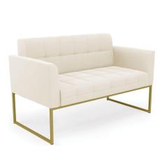 Imagem de Sofá Namoradeira Elisa Veludo Base Metálica Industrial Dourado - D'rossi Cor Bege
