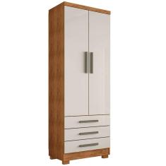 Imagem de Guarda Roupa Floripa Solteiro 2 Portas 3 Gavetas Rud Rack Cor Cedro Areia