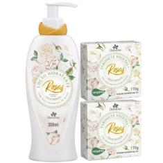 Imagem de 1Un Loção Hidratante Corporal +2Un Sabonete Rosas Brancas - Davene