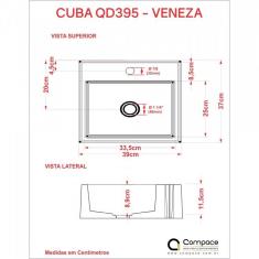 Imagem de Kit Cuba Q395 Com Torneira 1198 Metal E Válvula Click1 Pol. Sifão Cromado E Flexivel Compace  Turquesa