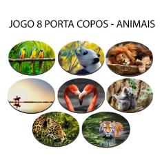 Imagem de Kit 8 Bolacha de Copos Personalizado Apaixonados por Animais Redondo