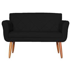 Imagem de Namoradeira Decorativa Isabela Pés Palito Suede Preto - DS Estofados