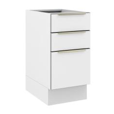 Imagem de Balcão Madesa Lux 40 cm 3 Gavetas (Sem Tampo) - Branco/Branco Veludo