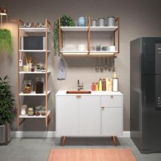 Imagem de Cozinha Industrial Compacta Set Balcão + Nicho + Estante Sem cuba Bran