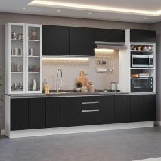 Imagem de Armário de Cozinha Completa 340cm Branco/Preto Glamy Madesa 01