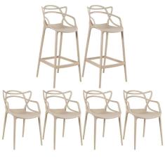 Imagem de 4 Cadeiras + 2 Banquetas Altas Masters Allegra Nude
