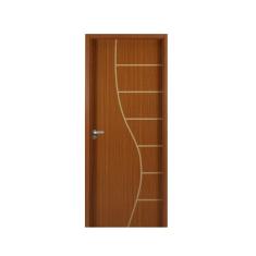 Imagem de Kit Porta de Madeira Decorada 215x74cm com Batente de MDF Ultra 12cm Cantareira MGM Mogno