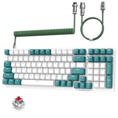 Imagem de ZIYOU LANG Teclado mecânico K3 com fio para jogos, interruptor vermelho linear retroiluminado de LED arco-íris, 100 teclas, antifantasma, ergonômico, durável, ABS, cores mistas, com cabo tipo C