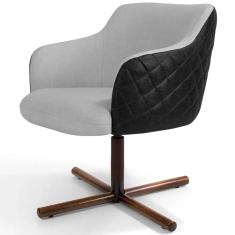 Imagem de Poltrona Decorativa Giratória Base X Jade D02 Linho  C-315 Tressê Corano  - Lyam Decor