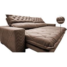 Imagem de Sofá Retrátil e Reclinável 2,15m Molas Ensacadas Cama inBox Spazus com Bordado 3D Velusoft Castor