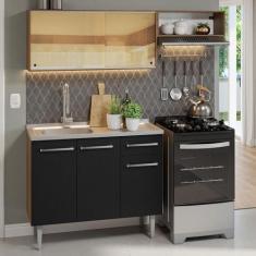 Imagem de Armário de Cozinha Compacta 165cm com Pia Rustic/preto Emilly Madesa 06
