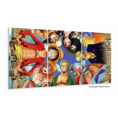 Imagem de Quadros Decorativos One Piece 120x60 3 peças em Tecido Sala