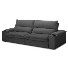 Imagem de Sofá Retrátil 4 Lugares com Porta Copo 280cm Andes F05 Veludo Grafite - Mpozenato