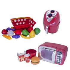 Imagem de Menino Brinquedo Infantil Cozinha Eletro Mercado 19Peças - Altimar