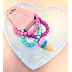 Imagem de Pulseiras de Miçanga Infantil Sorvete (conjunto com três pulseiras) - 