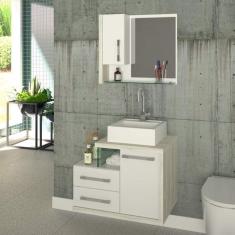 Imagem de Gabinete Para Banheiro 1 Porta 2 Gavetas Com Cuba Q35 E Espelheira Legno 650W Espresso Móveis