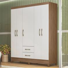 Imagem de Guarda Roupa Com 5 Portas Kristy Naturale Branco Leartam Móveis
