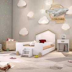 Imagem de Cama Infantil Montessoriana Com Colchão E Escadinha Juvenil Ayla - Bra