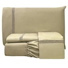 Imagem de Jogo De Cama Lençol Casal Apolo Micropercal 300 Fios - Cáqui - Casa Sh