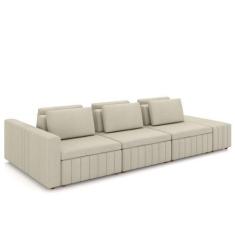 Imagem de Sofá Ilha E Puff Sala Living 365cm Siesta M22 Linho Areia    - Mpozena