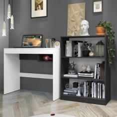 Imagem de Escrivaninha Madesa Rubi + Estante Livreiro 6907 - Branco/preto