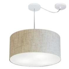 Imagem de Lustre Pendente Cilíndrico Com Desvio Md-4261 Cúpula em Tecido 50x30cm Rustico Bege - Bivolt