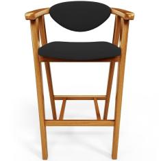 Imagem de Banqueta Alta Para Cozinha Bancada Bar Sala De Jantar Fixa Cecília L02 Suede Preto