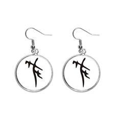 Imagem de Brinco feminino com inscrição de osso e sobrenome chinês com pingente de orelha