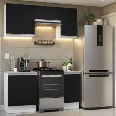 Imagem de Armário De Cozinha 160Cm Branco/Preto Glamy 07 Branco/Preto