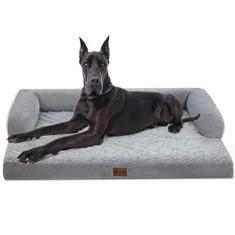 Imagem de Casa Paw Cama para cães XXL com reforços, camas ortopédicas para cães extragrande, camas impermeáveis para cães GG, cama de espuma viscoelástica para cães com capa lavável removível, fundo