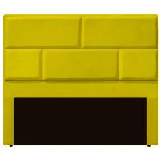 Imagem de Cabeceira Casal Queen Estofada Para Cama Box Jade Veludo Cor Amarelo